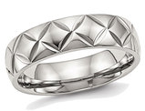 Men's or Ladies Stainless Steel 6mm Diamond Cut Wedding Band Ring with Ridge